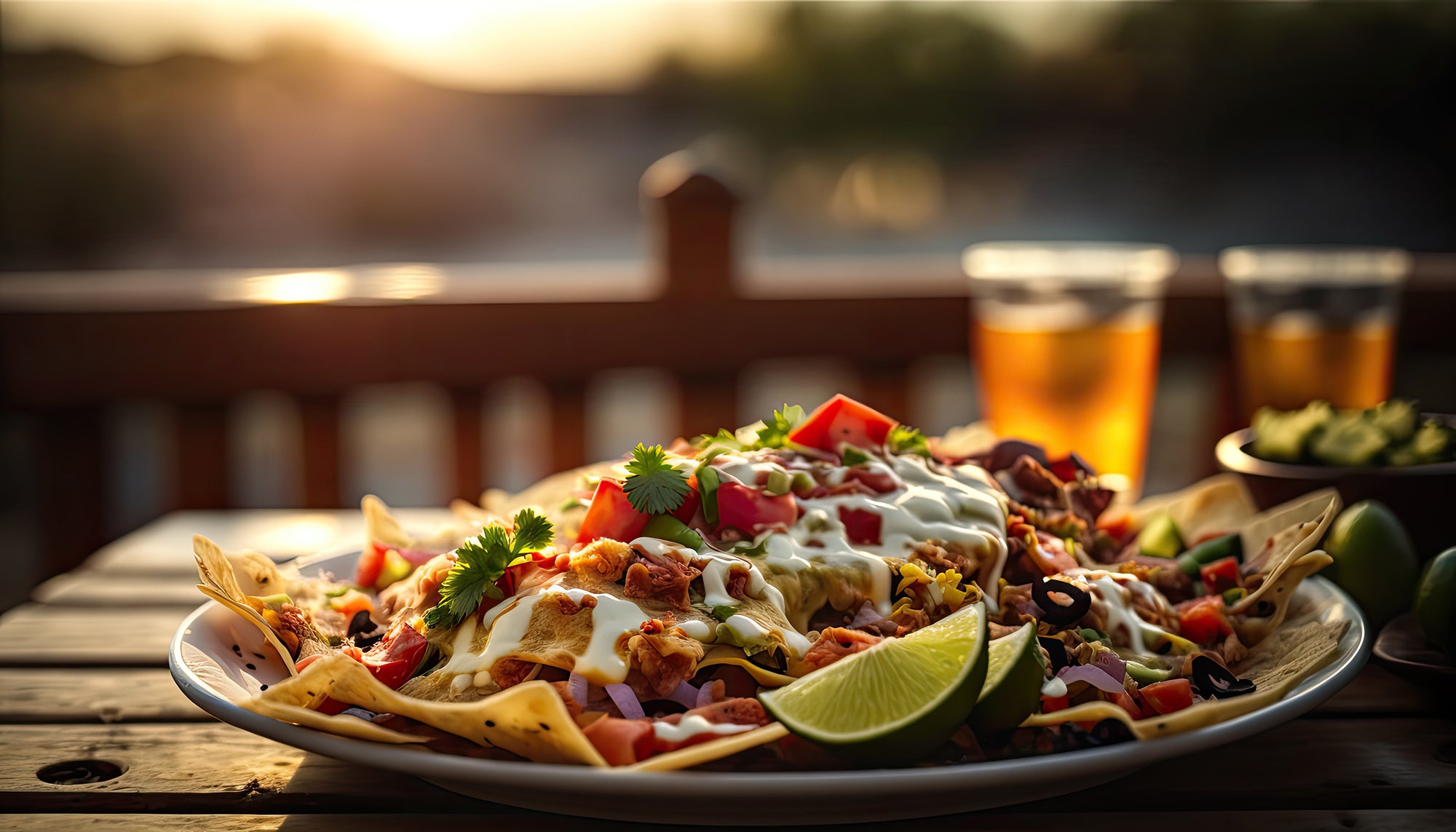 Vegetable Nachos with Avocado Guacamole